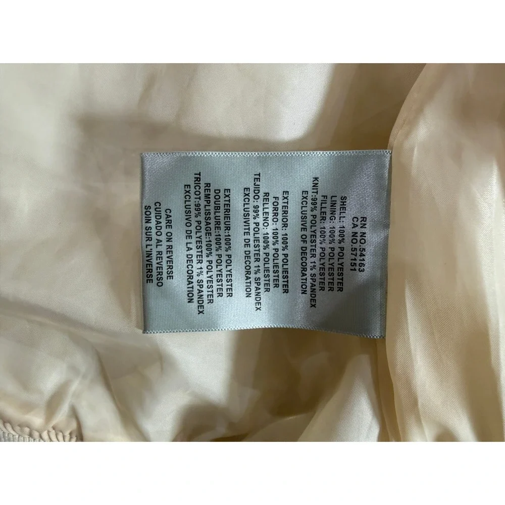 Levis Quilted Bomber Jacket Cream Beige Mens Medium Full Zip Diamond Puffer